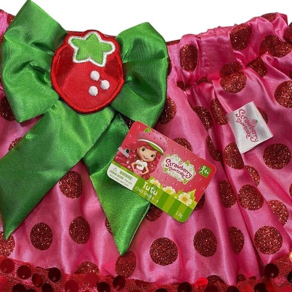 STRAWBERRY SHORTCAKE  Sequin Polka Dot Tutu Girls CS (4-6) Pink Multi  Dance NWT - Picture 3 of 14